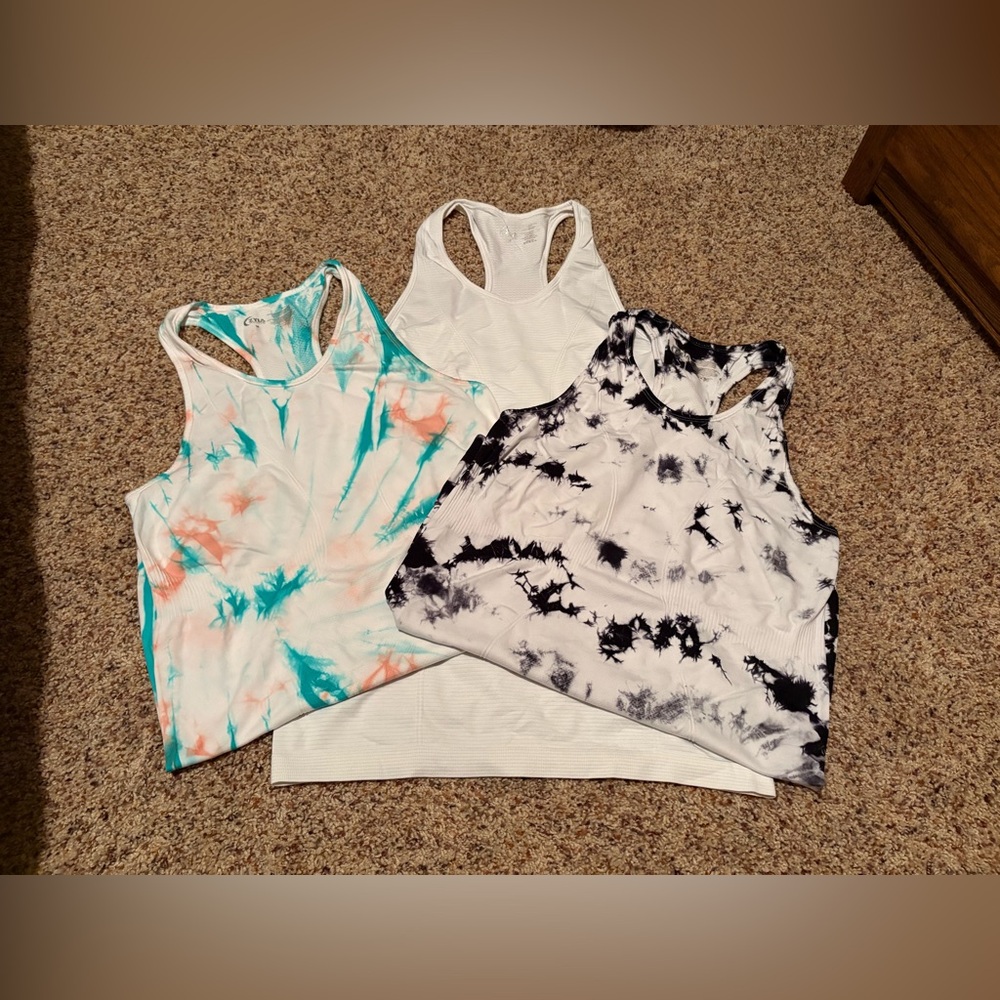 ZYIA Tie-Dye and Solid Tank Tops - Set of 3